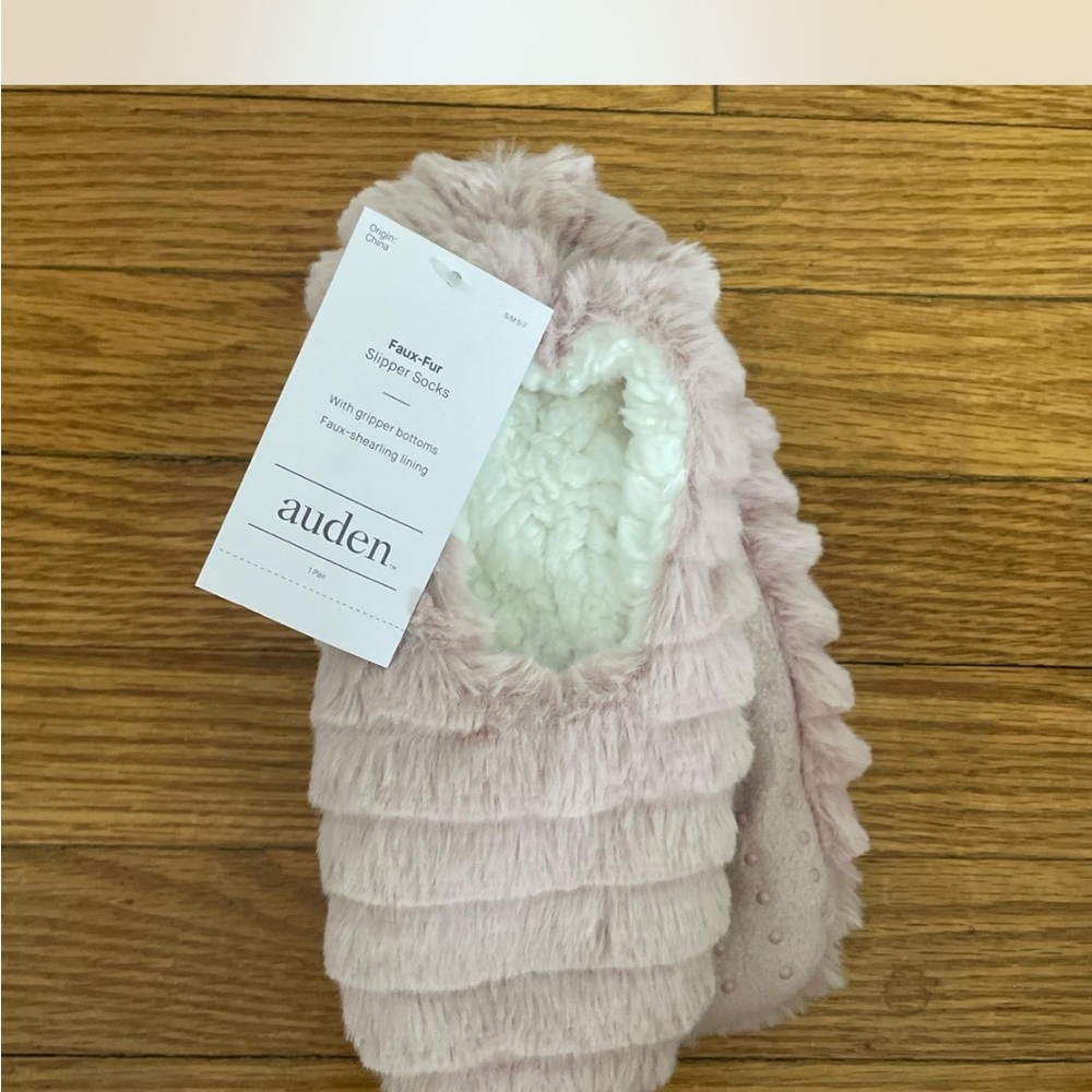 Auden Blush Faux Fur Slipper Socks